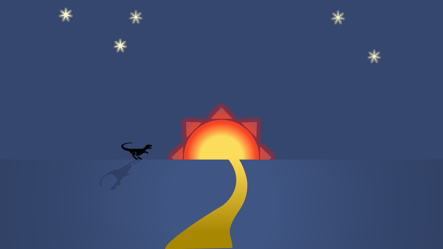Sunset and dino on the horizon